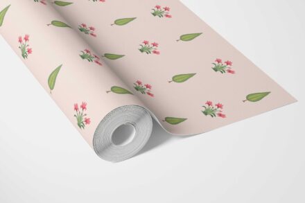 'Softly Lit' Botanical Floral Block Print Wallpaper (Soft Pink/ Green) - Image 3