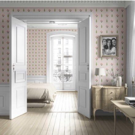 'Softly Lit' Botanical Floral Block Print Wallpaper (Soft Pink/ Green) - Image 4