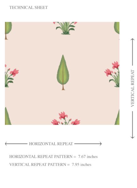 'Softly Lit' Botanical Floral Block Print Wallpaper (Soft Pink/ Green) - Image 8
