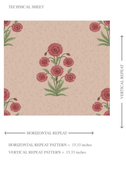 'Coyne' Botanical Floral Block Print Wallpaper (Pink/ Red/ Green) - Image 8