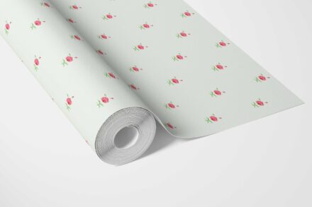 'Corallo' Vintage-Inspired Floral Block Print Wallpaper (Mint Green/ Pink) - Image 2