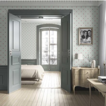 'Corallo' Vintage-Inspired Floral Block Print Wallpaper (Mint Green/ Pink) - Image 4