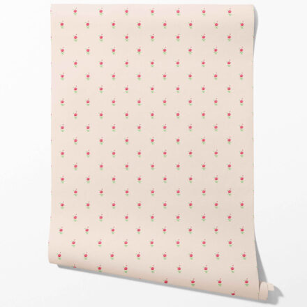 'Combita' Vintage-Inspired Floral Block Print Wallpaper (Pink/ Green) - Image 3