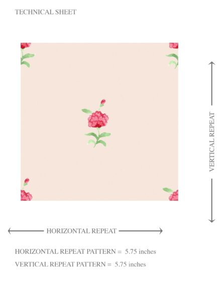 'Combita' Vintage-Inspired Floral Block Print Wallpaper (Pink/ Green) - Image 8