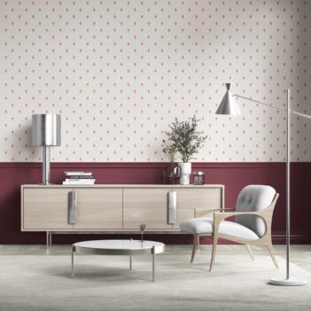'Purace' Vintage-Inspired Floral Block Print Wallpaper (White/ Pink/ Green)
