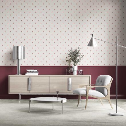 'Purace' Vintage-Inspired Floral Block Print Wallpaper (White/ Pink/ Green)