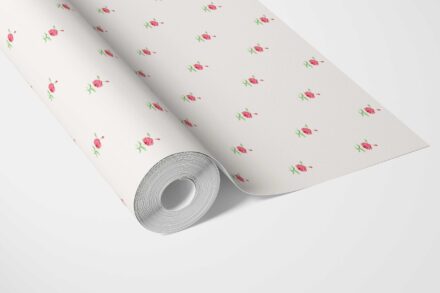 'Purace' Vintage-Inspired Floral Block Print Wallpaper (White/ Pink/ Green) - Image 2
