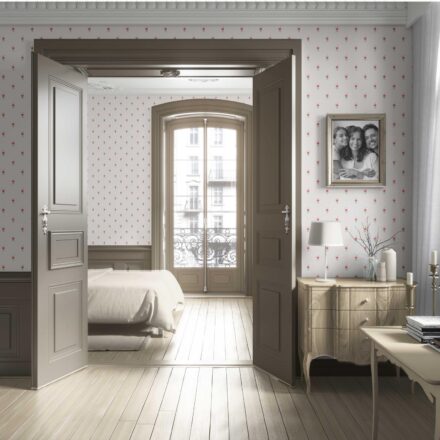 'Purace' Vintage-Inspired Floral Block Print Wallpaper (White/ Pink/ Green) - Image 4