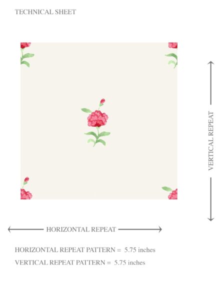 'Purace' Vintage-Inspired Floral Block Print Wallpaper (White/ Pink/ Green) - Image 8