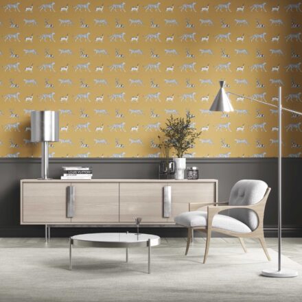 'Persimmon' Leopard Animal Print Wallpaper (Yellow/ White/ Gray) - Image 2