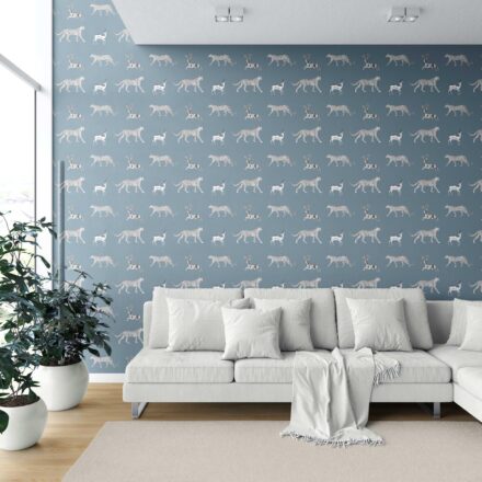 'Spell Breaker' Leopard Animal Print Wallpaper (Slate Blue/ White) - Image 6