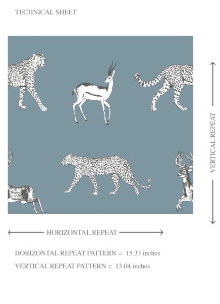 'Spell Breaker' Leopard Animal Print Wallpaper (Slate Blue/ White) - Image 8