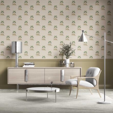 'Valerian' Leopard Animal Print Wallpaper (Beige/ Tan/ Green/ Red) - Image 2