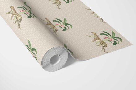 'Valerian' Leopard Animal Print Wallpaper (Beige/ Tan/ Green/ Red) - Image 3