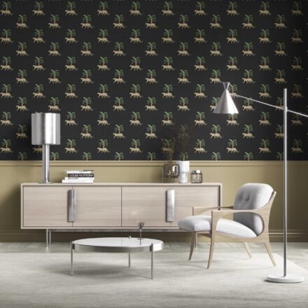'Winterspring' Leopard Animal Print Wallpaper (Black/ Tan/ Red/ Green) - Image 2