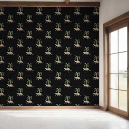'Winterspring' Leopard Animal Print Wallpaper (Black/ Tan/ Red/ Green) - Image 7