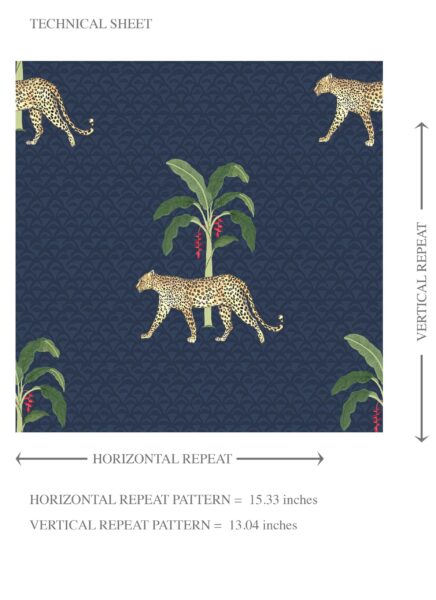 'Indian Wave' Leopard Animal Print Wallpaper (Navy Blue/ Green/ Red/ Tan) - Image 8
