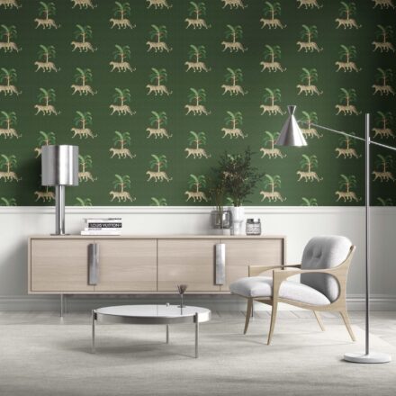 'Lavaux' Leopard Animal Print Wallpaper (Green/ Red/ Tan) - Image 2