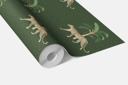 'Lavaux' Leopard Animal Print Wallpaper (Green/ Red/ Tan) - Image 3