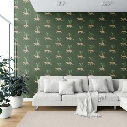 'Lavaux' Leopard Animal Print Wallpaper (Green/ Red/ Tan) - Image 6