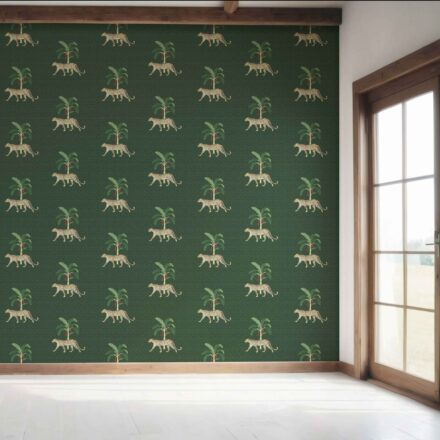 'Lavaux' Leopard Animal Print Wallpaper (Green/ Red/ Tan) - Image 7
