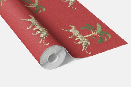 'Locarno' Leopard Animal Print Wallpaper (Red/ Green/ Tan) - Image 3