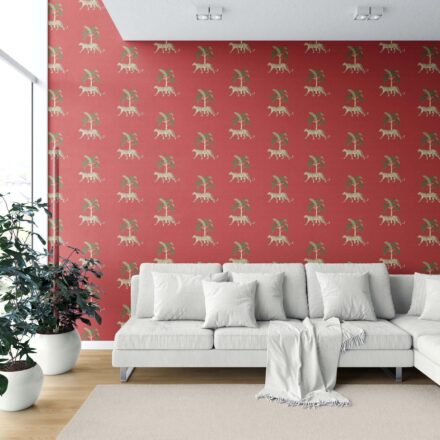 'Locarno' Leopard Animal Print Wallpaper (Red/ Green/ Tan) - Image 6