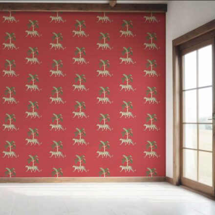 'Locarno' Leopard Animal Print Wallpaper (Red/ Green/ Tan) - Image 7