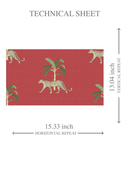 'Locarno' Leopard Animal Print Wallpaper (Red/ Green/ Tan) - Image 8