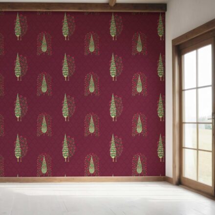 'Navajo' Botanical/ Floral Print Wallpaper (Maroon/ Red/ Pink/ Green) - Image 7