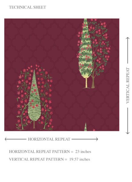 'Navajo' Botanical/ Floral Print Wallpaper (Maroon/ Red/ Pink/ Green) - Image 8