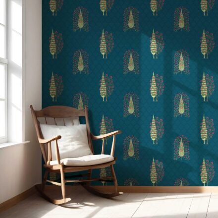 'Trigo Dust' Botanical/ Floral Print Wallpaper (Teal Blue/ Pink/ Green) - Image 5