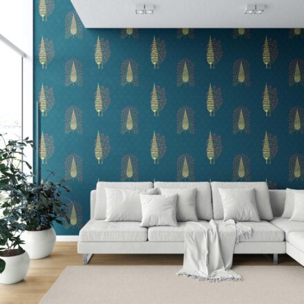 'Trigo Dust' Botanical/ Floral Print Wallpaper (Teal Blue/ Pink/ Green) - Image 6