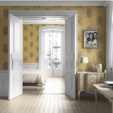 'Oakwood' Botanical/ Floral Print Wallpaper (Yellow/ Pink/ Green) - Image 4