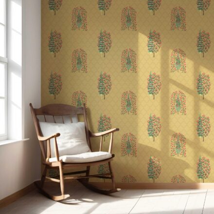 'Oakwood' Botanical/ Floral Print Wallpaper (Yellow/ Pink/ Green) - Image 5