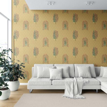 'Oakwood' Botanical/ Floral Print Wallpaper (Yellow/ Pink/ Green) - Image 6