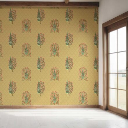 'Oakwood' Botanical/ Floral Print Wallpaper (Yellow/ Pink/ Green) - Image 7