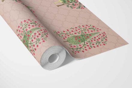 'Kenzo' Botanical/ Floral Print Wallpaper (Blush Pink/ Green) - Image 3