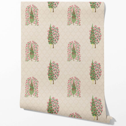 'Sahaar' Botanical/ Floral Print Wallpaper (Beige/ Pink/ Green) - Image 2