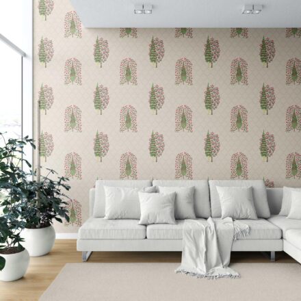 'Sahaar' Botanical/ Floral Print Wallpaper (Beige/ Pink/ Green) - Image 6