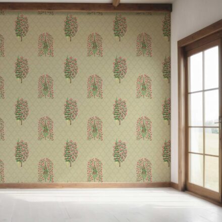 'Evening Sky' Botanical/ Floral Print Wallpaper (Olive Green/ Pink) - Image 7