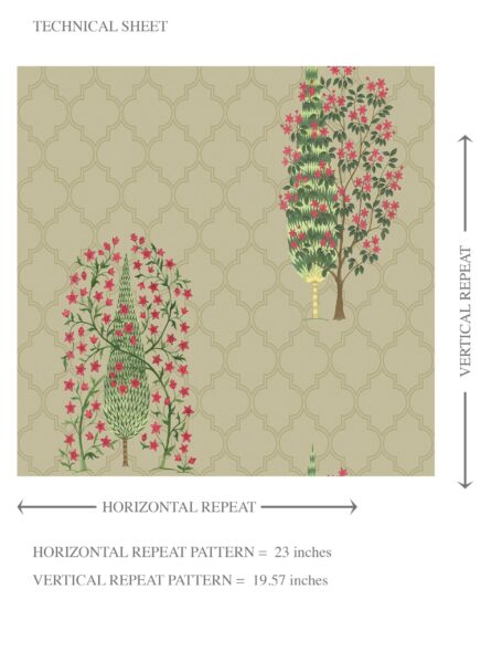 'Evening Sky' Botanical/ Floral Print Wallpaper (Olive Green/ Pink) - Image 8