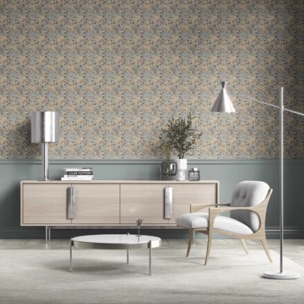 'Flandes' Modern Floral/ Botanical Wallpaper (Blue-Gray/ Brown/ Gold/ Beige) - Image 2