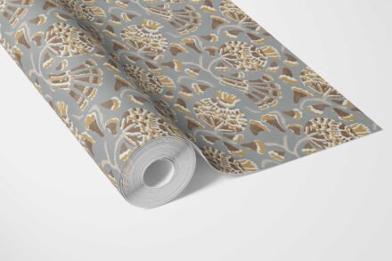 'Flandes' Modern Floral/ Botanical Wallpaper (Blue-Gray/ Brown/ Gold/ Beige) - Image 3