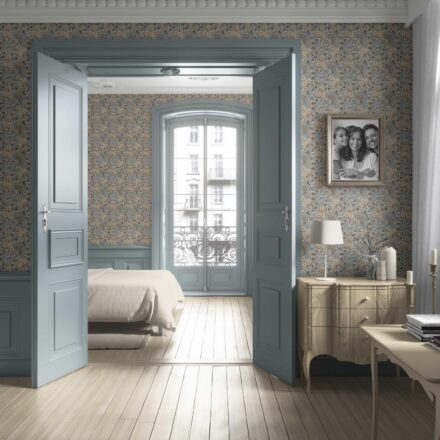 'Flandes' Modern Floral/ Botanical Wallpaper (Blue-Gray/ Brown/ Gold/ Beige) - Image 4