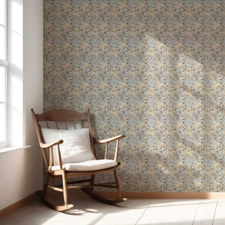 'Flandes' Modern Floral/ Botanical Wallpaper (Blue-Gray/ Brown/ Gold/ Beige) - Image 5
