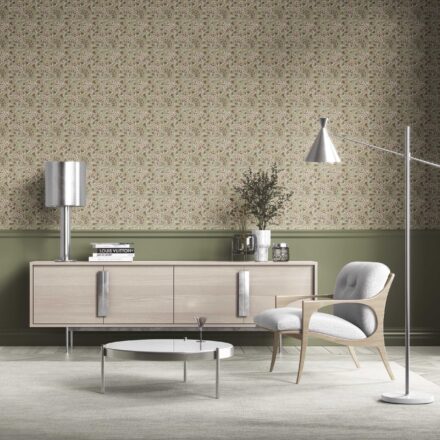 'Nostalgia' Modern Floral/ Botanical Wallpaper (Olive Green/ Brown/ Gold/ Beige) - Image 2