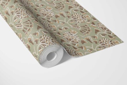 'Nostalgia' Modern Floral/ Botanical Wallpaper (Olive Green/ Brown/ Gold/ Beige) - Image 3