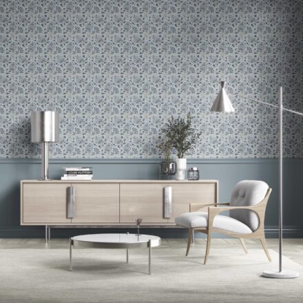 'Eridu Fields' Modern Floral/ Botanical Wallpaper (Slate Blue/ Gray) - Image 2