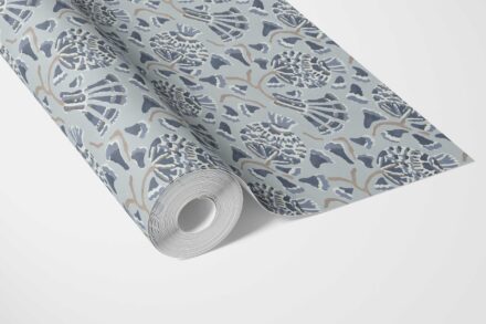 'Eridu Fields' Modern Floral/ Botanical Wallpaper (Slate Blue/ Gray) - Image 3
